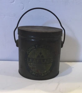 Rare John F Jelke High Grade Leaf Lard Chicago Large Tin Antique Primitive - Picture 1 of 10