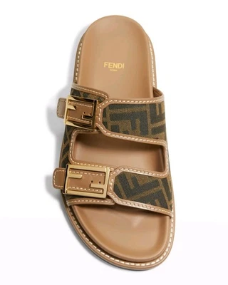 Sandalias para mujer Fendi de cuero negro/marrón Foto 1 de 4