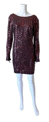 Vestido de fiesta de manga larga brillante con lentejuelas talla grande de pizarra y sauce para mujer Foto 1 de 4