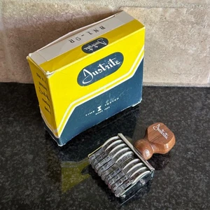 Vtg JustRite Numbering Stamp BN1-9R 9 Row Band Rubber Ink Stamper Wood Handle US - Picture 1 of 20