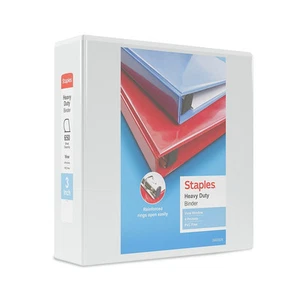 Staples Heavy Duty 3" 3-Ring View Binders White 8/Carton 56265CT/24693VS - Picture 1 of 8