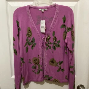 Neu mit Etikett $ 190 Vertigo Paris Damen XL Seidenmischung vorne Cardigan Pullover - Bild 1 von 9