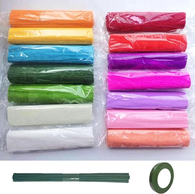 Crepe Paper Flower DIY Kits 65Pcs - 14 Rolls Crepe Paper Sheets Rolls Streamers - Image 1 of 4