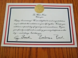 George Bush & Laura Bush White House Milestone Anniversary Card - Picture 1 of 7
