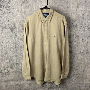 Vintage Polo Ralph Lauren Silk Linen Shirt Large Beige Button Up Long Sleeve - Imagen 1 de 10