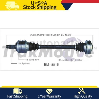 Eje trasero izquierdo CV eje articulado para BMW 840Ci 1997 1996 1995 1994 Foto 1 de 2
