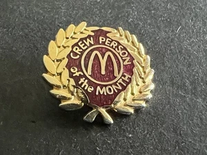 Vintage McDonald's Crew Person of the Month Crescent gold leaves Hat Lapel Pin - Picture 1 of 2