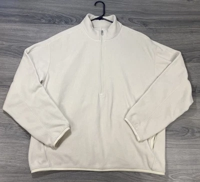 Lululemon Oversized-Fit Fleece Half Zip Sweater Off White Biege Tan Mens Size L - Image 1 of 4