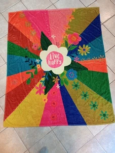 Natural Life Flower Live Happy Vibrate Colors Blanket Wall Hanging. 60 50 - Picture 1 of 3