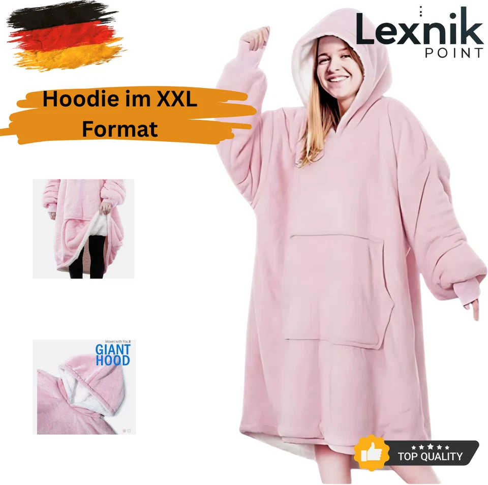 Übergroße Hoodie Pullover Sweatshirt Decke mit Kapuze Warme Hoodie Plüsch - Bild 1 von 4