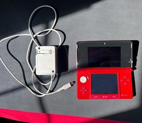 Nintendo Original 3ds Flare Red Region Free  With Charger And 16GB SD