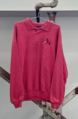 Винтажный сумасшедший рубашка жаккардовый пуловер регби поло свитер красный 80-х размер XS Cali - Изображение 1 из 3