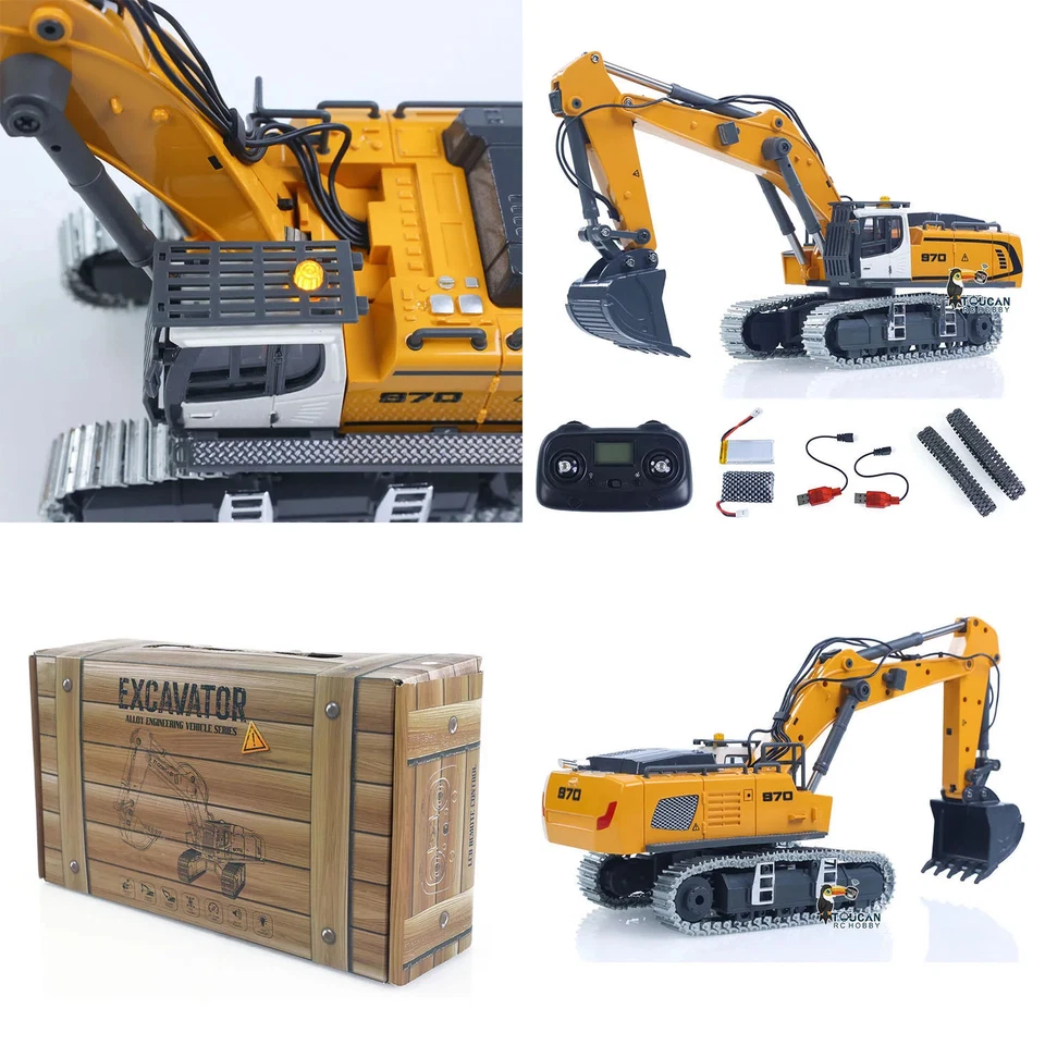 RC Excavator 1/50 Remote Control Lifting Digger Metal Bucket Light Sound RTR - Image 1 of 4