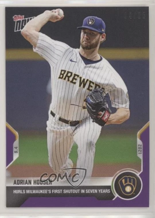 2021 Topps Now Purple /25 Adrian Houser #759 - Image 1 of 2