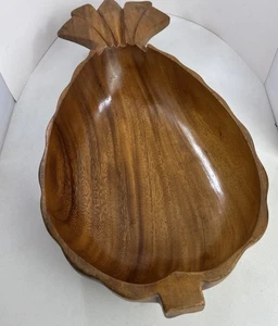 Vintage Holz Ananas Schüssel Schale 21" handgeschnitzt Hartholz Akazienholz Affenschote - Bild 1 von 9