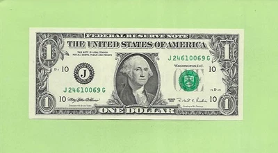 1995 ..UNCIRC $1  J 2461 0069 G .... 1995  $1  J-G    NICE NOTE        FRN - Image 1 of 2