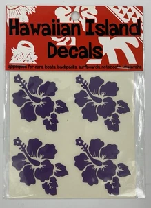 Calcomanías de isla hawaiana púrpura hibisco álbum de recortes pegatinas flores nuevas en paquete - Imagen 1 de 3