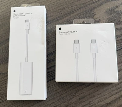 **NEW** Apple Thunderbolt 3 (USB-C) to 2 Adapter + 0.8 Thunderbolt 2 Cable - Image 1 of 4