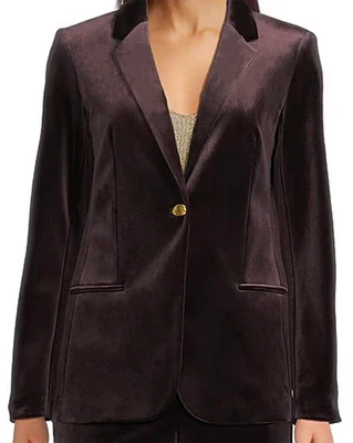 NWT Donna Karan New York Velvet One Button Lined Jacket, 8, Chocolate Plum, $179 - Image 1 of 4