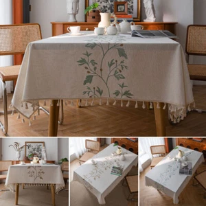 Vintage Tassel Tablecloth Embroidery Table Cloth Cover Dining Kitchen Home Decor - Picture 1 of 30
