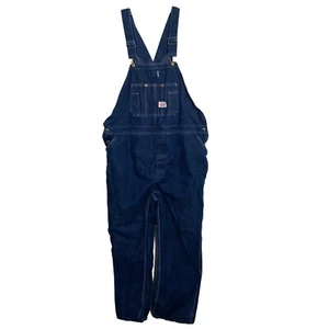 Vintage 1990s Roundhouse Mens Overalls 48 X 34 Dark Wash Blue Denim Cotton USA - Picture 1 of 10