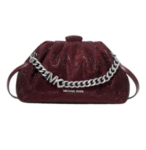 Michael Kors Nola Small Women Chain Clutch Crossbody Shoulder Bag (Oxblood) - Picture 1 of 12