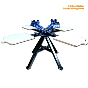 4 Color 4 Station Screen Printing Press Manual DIY Shirt Printer Dual Rotation - Picture 1 of 6