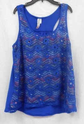 GW - Jr. Lace Front Mock Layer Racerback Tank Top from Ransom - Br. Blue - Sz XL - Image 1 of 2