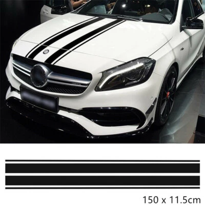 2Pcs Car Bonnet Hood Trim Sticker Vinyl Decal Double Line Stripe Bar Graphics - Image 1 of 4