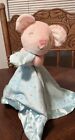 Carters Baby Security Pink Mouse Aqua Teal Blue With Flowers Retired Satin Lovey