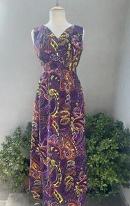 Vintage 70er Mod Maxikleid lila Paisley Gr. Small - Bild 1 von 10