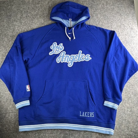 Vintage Y2K Nike Team LA Lakers Center Swoosh NBA Hoodie Sweatshirt Sz XXL Blue Cover