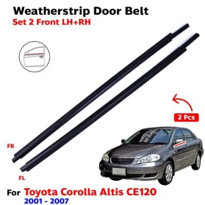 Weatherstrip Door Belt Outer Front Fits Toyota Corolla Altis Sedan 2001-07 Set 2 Foto 1 de 4