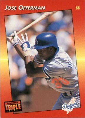 1992 Triple Play Jose Offerman Los Angeles Dodgers #153 Baseball Card - Image 1 of 2