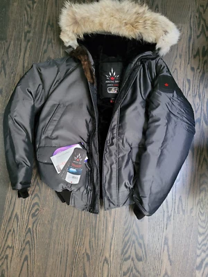 Goose Arctic Bay Inuvik bomber coyote beaver fur made Canada XS S M  MSRP1295 - Image 1 of 4