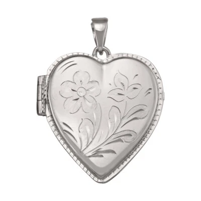 Medalhão de flores coração ouro branco 14k 18k NOVO 8,0 - 9,5 g N6826 - Imagem 1 de 3