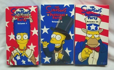 Vintage 2000 THE SIMPSONS Political Party VHS VIDEO BOX SET Volumes 1, 2 & 3 - Image 1 of 4