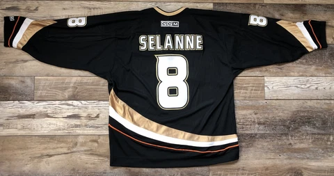 Teemu Selanne #8 Anaheim Ducks CCM Hockey Jersey Black - Size XL Cover