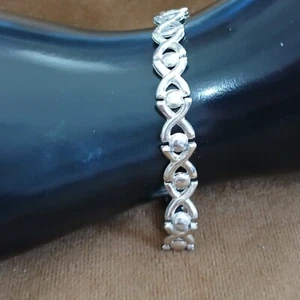 925 Sterling Silver Helix Panel Chain Link Bracelet ~ Length 7" ~ Weight 6.53g - Picture 1 of 11