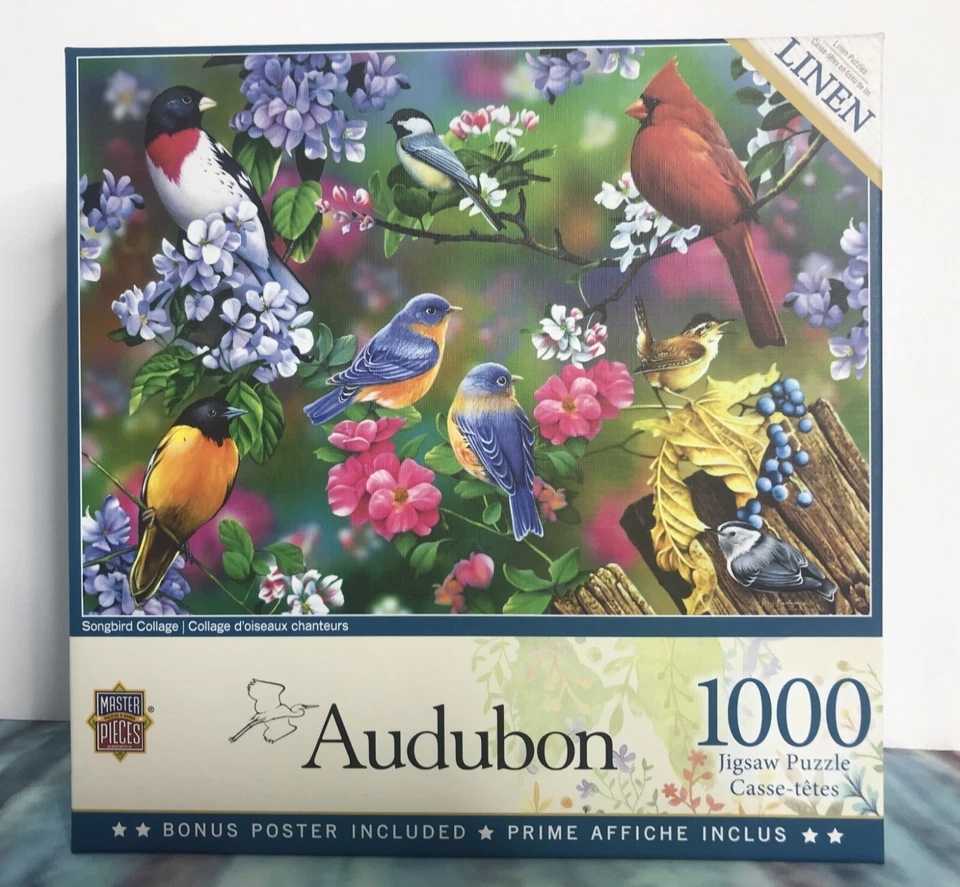 Audubon Songbird Collage 1000 Piece Jigsaw Puzzle  (BONUS POSTER INCLUDED) - Image 1 of 1
