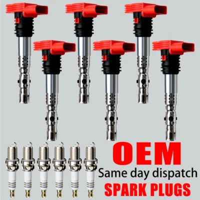 6X OEM Ignition Coil & 6X Spark Plug for 2002-2006 Audi A4 A6 Quattro 3.0L UF483 - Image 1 of 4