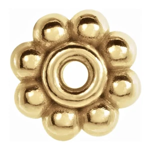 Espaciador de cuentas de Bali floral milgrain de oro amarillo sólido de 5 mm 14K redondo HECHO EN EE. UU. - Imagen 1 de 3