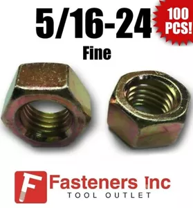 (Cantidad 100) 5/16-24 Acabado Fino 8 Tuercas Hexagonales Amarillo Enchapado en Zinc Endurecido - Imagen 1 de 3