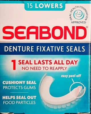 SEA-BOND Seabond Denture Fixative Seals | Lowers Original 15 Per Pack - Two Packs