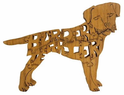 Border Terrier feito à mão quebra-cabeça de madeira serra de rolagem recorte com suporte SE TX artista - Imagem 1 de 4