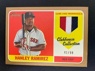 HANLEY RAMIREZ 2018 TOPPS HERITAGE BASEBALL GAME-USED JERSEY /99 - RED SOX *6134 - Image 1 of 2