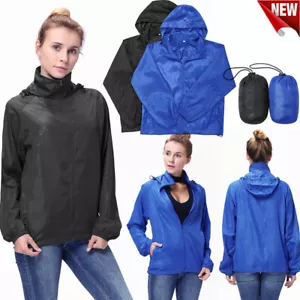 Women's Quick Dry Waterproof Jacket Coat Hiking Hooded Wind Raincoat Trench Coat - Picture 1 of 14