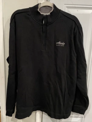 ALASKA AIRLINES CUTTER & BUCK SWEATSHIRT PULLOVER 3- SNAP V-NECK SIZE LARGE - Image 1 of 4