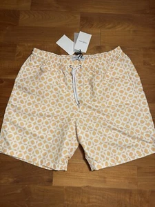 FRESCOBOL CARIOCA Ipanema Weave Board Swim Shorts Golden Sun/Silver/White XL - Picture 1 of 18
