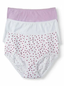 3 PK WOMEN'S DOTS & SOLIDS PATTERN BRIEF PANTIES SECRET TREASURES PURPE XXXL/10 - Picture 1 of 3